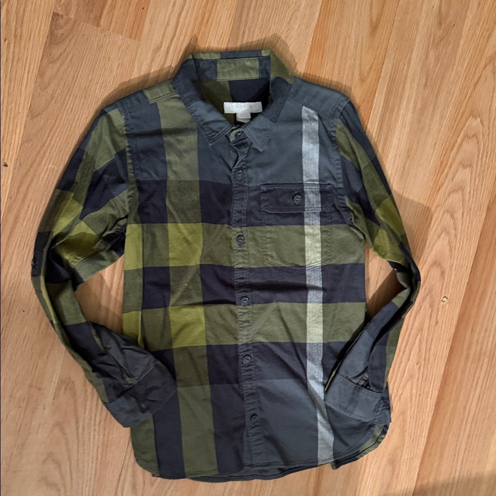 Burberry Green and Gray Plaid Shirt